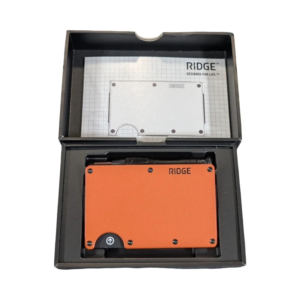 Qq8U The Ridge Wallet RFID Block Aluminum Cash Strap - Basecamp Orange - Used